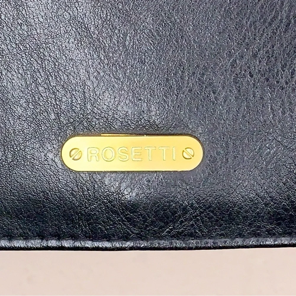 Rosetti Black Faux Leather Crossbody Purse Gold Hardware Travel Classic